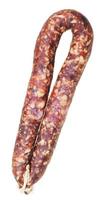 dried smoked sausage isolated on white photo