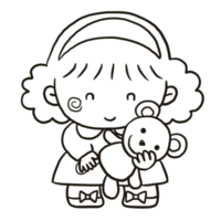 desenho animado doodle bonito página para colorir kawaii anime ilustração personagem clipart chibi desenhando mangá png