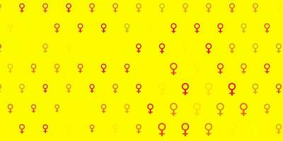 Light Red, Yellow vector pattern with feminism elements.