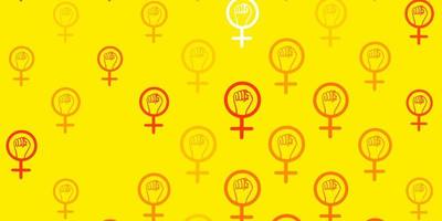 Light Red, Yellow vector pattern with feminism elements.