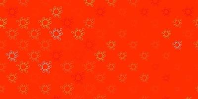 Light red, yellow vector backdrop with virus symbols.