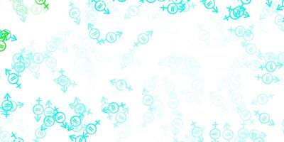 Light Blue, Green vector background with woman symbols.