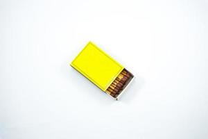 yellow box of matches isolated on white photo