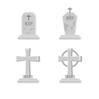 un ensemble de dessins d'illustration d'halloween avec une tombe en pierre et une déchirure. signe fond transparent png