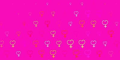 Light Pink, Yellow vector texture with women rights symbols.