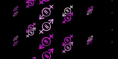 Dark Pink vector backdrop with woman's power symbols.