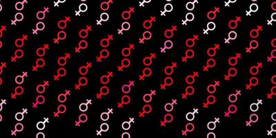 Dark Red vector backdrop with woman's power symbols.