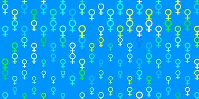 Light Blue, Green vector pattern with feminism elements.