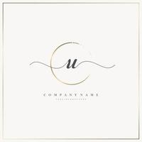 U Initial Letter handwriting logo hand drawn template vector, logo for beauty, cosmetics, wedding, fashion and business vector