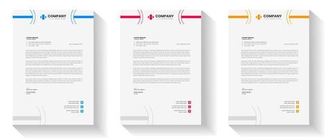 corporate modern letterhead design template set with yellow, blue and red color. creative modern letter head design templates for your project. letterhead design. letter head design. vector