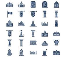 Medieval architecture and castle icon set vector