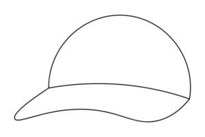 Baseball cap. Sketch. Cap with a visor. Vector illustration. Outline on isolated background. Headwear to protect against sunstroke. Summer hat. Doodle style. Coloring. Idea for web design.