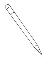The pencil is simple. Sketch. At the end of the eraser in the holder. A tool for drawing, marking, sketching. Vector illustration. Outline on isolated background. Doodle style.  Graphite stylus