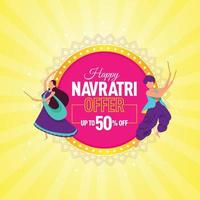 oferta del festival navratri, plantilla, pancarta, diseño de logotipo, icono, afiche, unidad, etiqueta, encabezado web, vector