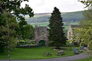 Picnic Tables Outside Marrick Priory Monastery in England photo