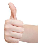 front view of thumb up - hand gesture photo