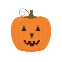 icono de calabaza de halloween riéndose aislado en blanco. lindo dibujo animado jack-o'-lantern. decoraciones de fiesta de halloween. plantilla vectorial fácil de editar vector