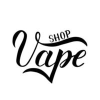 Hand written Vape Shop isolated on white background. Calligraphy lettering. Minimalist logo for vaping store or bar. Vector illustration. Easy to edit template for your design.