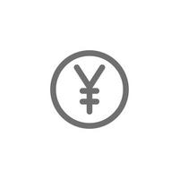 eps10 grey vector Japanese Yen coin icon isolated on white background. yuan coin with a circle  symbol in a simple flat trendy modern style for your website design, logo, and mobile application
