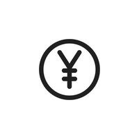 eps10 black vector Japanese Yen coin icon isolated on white background. yuan coin with a circle  symbol in a simple flat trendy modern style for your website design, logo, and mobile application