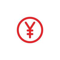 eps10 red vector Japanese Yen coin icon isolated on white background. yuan coin with a circle  symbol in a simple flat trendy modern style for your website design, logo, and mobile application