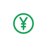 eps10 green vector Japanese Yen coin icon isolated on white background. yuan coin with a circle  symbol in a simple flat trendy modern style for your website design, logo, and mobile application