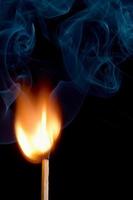 Burning matchstick and smokes photo