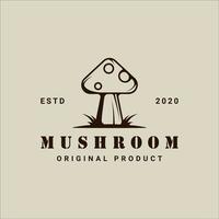 mushroom logo vector vintage illustration template icon graphic design. organic food sign or symbol for farm product with retro style