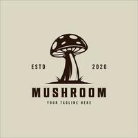 mushroom logo vector vintage illustration template icon graphic design. organic food sign or symbol for farm product with retro style