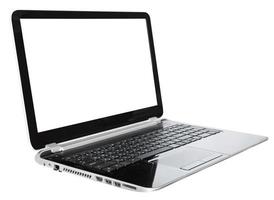 open laptop with cut out screen isolated photo