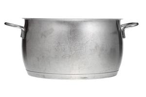 side view of stainless steel saucepan photo