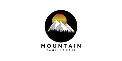 vintage mountain adventure logo design with creative concept premium vector