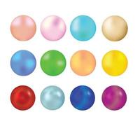 realistic colorful pearl set with gradient colors round shape vector