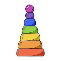 Bright colored high pyramid, children toy, vector illustration on white background