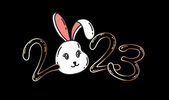 2023 new year. Rabbit head cartoon vector illustration.