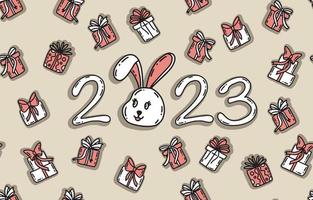 2023 new year. Rabbit head cartoon vector illustration.