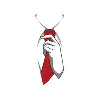 vector icon of a hand holding a red tie. silhouette design and simple