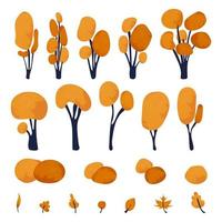 Autumn trees set vector illustration isolated on white background