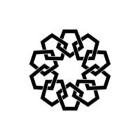 Geometric emblem template design with overlapping elements. Islamic motif. Geometric pattern mandala in Arabic style, black logo isolated on a white background. Vector illustration