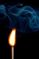 Burning matchstick and smokes photo