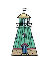 Retro Lighthouse hand drawn doodle vector illustration.