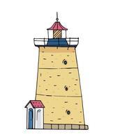 Retro Lighthouse hand drawn doodle vector illustration.