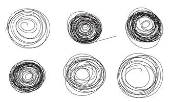 Abstract elements circle or round hand draw line art outline vector illustration.