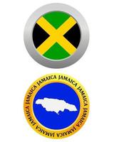 botón como símbolo bandera jamaica y mapa sobre un fondo blanco vector