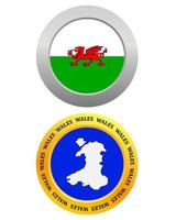 button as a symbol WALES flag and map on a white background vector