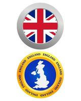 button as a symbol of England flag and map on a white background vector