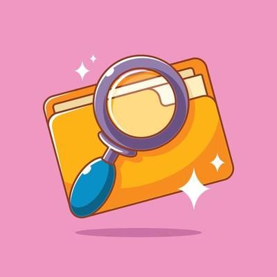 Search concept yellow folder and magnifier icons