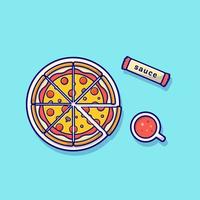 ilustración de icono de vector de dibujos animados de pizza. concepto de icono de objeto de comida vector premium aislado. estilo de dibujos animados plana