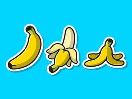 plátano conjunto fruta dibujos animados vector icono ilustración. concepto de icono de objeto de comida vector premium aislado. estilo de dibujos animados plana