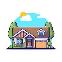 House Building Cartoon Vector Icon Illustration. Outdoor Building Icon Concept Isolated Premium Vector. Flat Cartoon Style